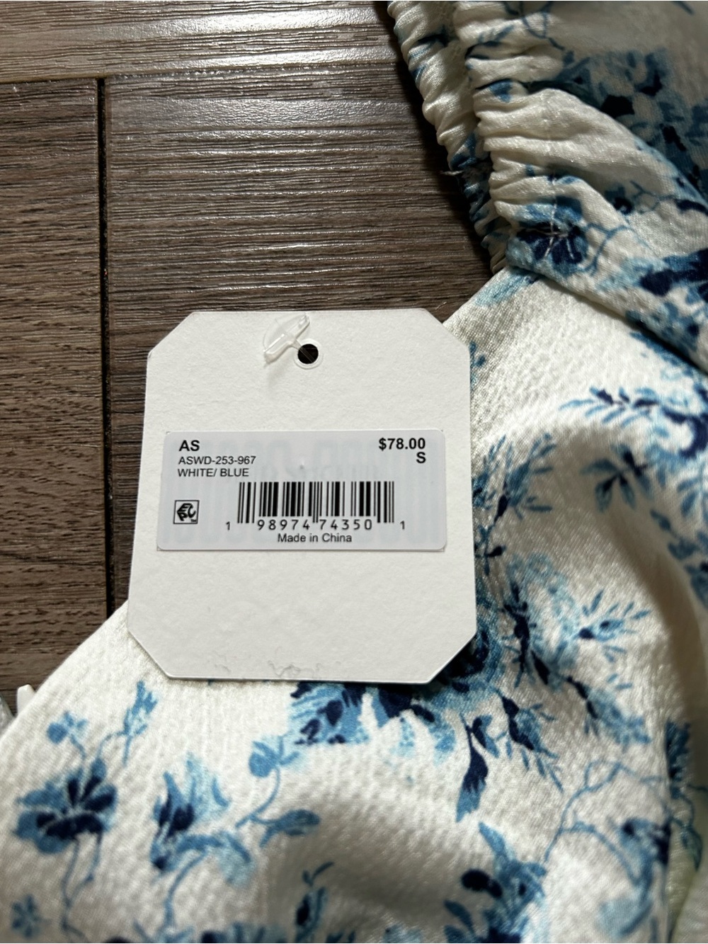 Altar'd State Cream and Blue Floral Puff Sleeve Mini Dress - Picture 2 of 3